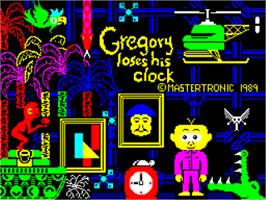 Title screen of Gregory Loses His Clock on the Sinclair ZX Spectrum.