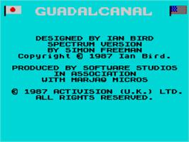 Title screen of Guadalcanal on the Sinclair ZX Spectrum.