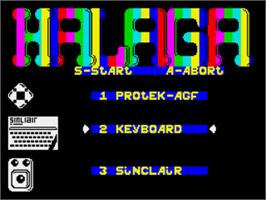 Title screen of Halaga on the Sinclair ZX Spectrum.