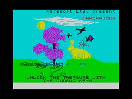 Title screen of Hare Raiser on the Sinclair ZX Spectrum.