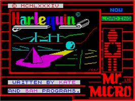 Title screen of Harlequin on the Sinclair ZX Spectrum.