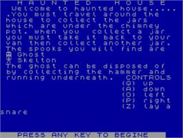 Title screen of Haunted House on the Sinclair ZX Spectrum.