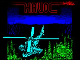 Title screen of Havoc (Player) on the Sinclair ZX Spectrum.