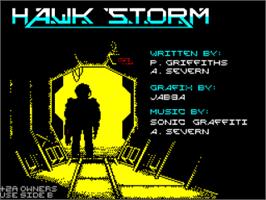 Title screen of Hawk Storm on the Sinclair ZX Spectrum.