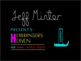 Title screen of Headbangers Heaven on the Sinclair ZX Spectrum.