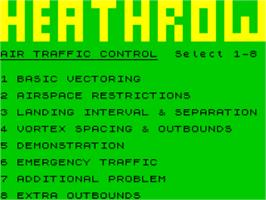 Title screen of Heathrow Air Traffic Control on the Sinclair ZX Spectrum.