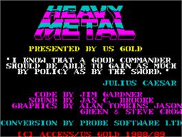Title screen of Heavy Metal on the Sinclair ZX Spectrum.