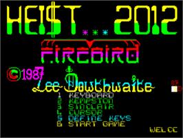 Title screen of Heist 2012 on the Sinclair ZX Spectrum.