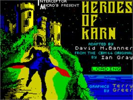 Title screen of Heroes of Karn on the Sinclair ZX Spectrum.