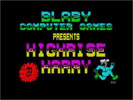 Title screen of Highrise Harry on the Sinclair ZX Spectrum.