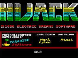 Title screen of Hijack on the Sinclair ZX Spectrum.