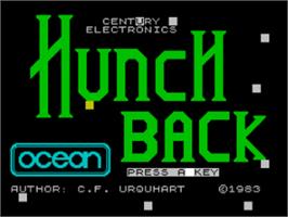 Title screen of Hunchback on the Sinclair ZX Spectrum.