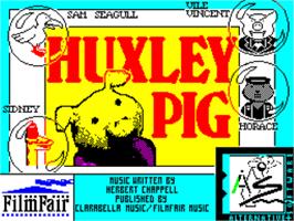 Title screen of Huxley Pig on the Sinclair ZX Spectrum.