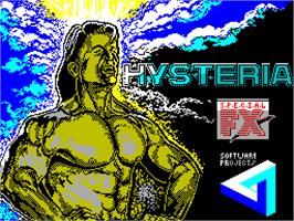 Title screen of Hysteria on the Sinclair ZX Spectrum.
