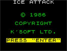 Title screen of Ice Attack on the Sinclair ZX Spectrum.