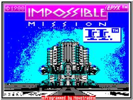 Title screen of Impossible Mission 2 on the Sinclair ZX Spectrum.