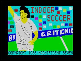 Title screen of Indoor Soccer (Code Masters) on the Sinclair ZX Spectrum.