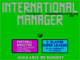 Title screen of International Manager on the Sinclair ZX Spectrum.