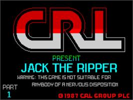 Title screen of Jack The Ripper on the Sinclair ZX Spectrum.