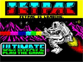 Title screen of Jetpac on the Sinclair ZX Spectrum.