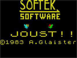 Title screen of Joust on the Sinclair ZX Spectrum.