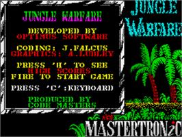 Title screen of Jungle Warfare on the Sinclair ZX Spectrum.