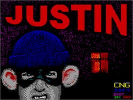 Title screen of Justin on the Sinclair ZX Spectrum.