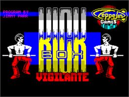 Title screen of Kick Box Vigilante on the Sinclair ZX Spectrum.