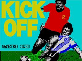 Title screen of Kick Off on the Sinclair ZX Spectrum.