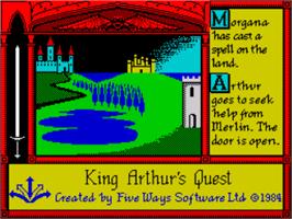 Title screen of King Arthur's Quest on the Sinclair ZX Spectrum.