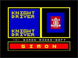 Title screen of Knight Driver on the Sinclair ZX Spectrum.