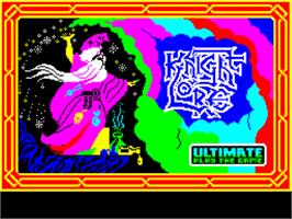 Title screen of Knight Lore on the Sinclair ZX Spectrum.