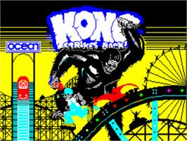 Title screen of Kong Strikes Back on the Sinclair ZX Spectrum.