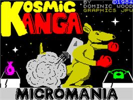Title screen of Kosmic Kanga on the Sinclair ZX Spectrum.