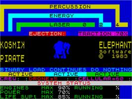 Title screen of Kosmik Pirate on the Sinclair ZX Spectrum.