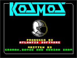 Title screen of Kosmos on the Sinclair ZX Spectrum.