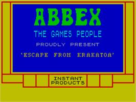 Title screen of Krakatoa on the Sinclair ZX Spectrum.