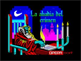 Title screen of La Abadía del Crimen on the Sinclair ZX Spectrum.