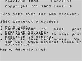 Title screen of Lancelot on the Sinclair ZX Spectrum.