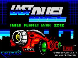 Title screen of Last Duel on the Sinclair ZX Spectrum.