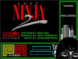 Title screen of Last Ninja 2: Back with a Vengeance on the Sinclair ZX Spectrum.