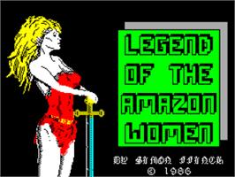 Title screen of Legend Of The Amazon Women on the Sinclair ZX Spectrum.