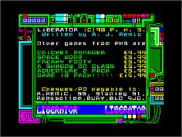 Title screen of Liberator on the Sinclair ZX Spectrum.