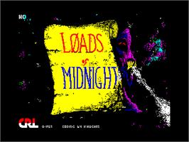 Title screen of Loads Of Midnight on the Sinclair ZX Spectrum.