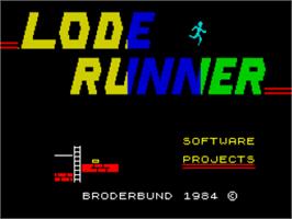 Title screen of Lode Runner on the Sinclair ZX Spectrum.