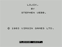 Title screen of Lojix on the Sinclair ZX Spectrum.