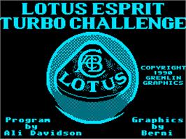 Title screen of Lotus Esprit Turbo Challenge on the Sinclair ZX Spectrum.