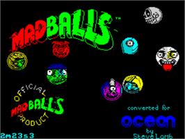 Title screen of Madballs on the Sinclair ZX Spectrum.