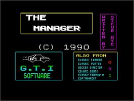 Title screen of Manager on the Sinclair ZX Spectrum.