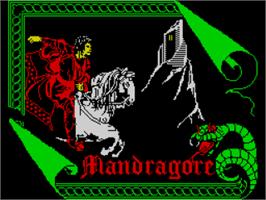 Title screen of Mandragore on the Sinclair ZX Spectrum.